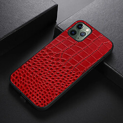 Coque en cuir véritable texture crocodile rouge pour votre iPhone 11 Pro 5.8 pouces