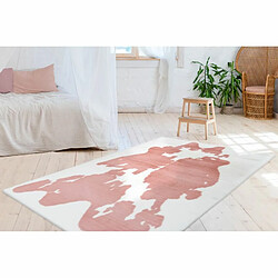 Paris Prix Tapis Imitation Fourrure Rabbit Rose & Blanc 160 x 230 cm