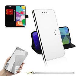 Etui en PU surface miroir avec sangle argent pour votre Samsung Galaxy A41 (Global Version)