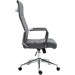 Decoshop26 Fauteuil de bureau avec accoudoirs siège pivotant mécanisme à bascule en cuir véritable gris 10_0002520