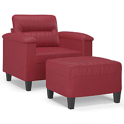 vidaXL Fauteuil avec repose-pied Rouge bordeaux 60 cm Similicuir