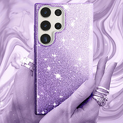 Avizar Coque Paillette pour Samsung Galaxy S23 Ultra Semi-rigide Spark Case violet pas cher