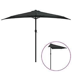 Helloshop26 Parasol de balcon avec mât en aluminium 300 x 150 x 253cm demi noir 02_0008303