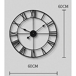 Universal Grande horloge murale en métal circulaire à chiffres romains (60 * 60 cm)