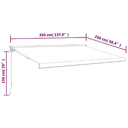 vidaXL Auvent rétractable jaune et blanc 3,5x2,5 m tissu et aluminium pas cher