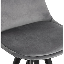 Acheter Alterego Tabouret snack mi-hauteur design 'CHICAGO MINI' en velours gris et 4 pieds en bois noir