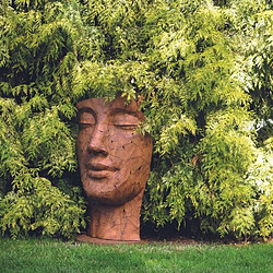 Jardinex Statue visage méta... - Brun pas cher