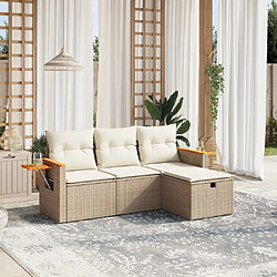 Maison Chic Salon de jardin avec coussins 4 pcs, Ensemble Tables et chaises de jardin,, Ensemble Tables et chaises de jardin, beige résine tressée -GKD824149