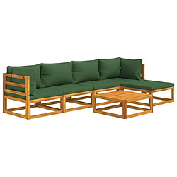 Avis Maison Chic Salon de jardin 6 pcs + coussins - Mobilier/Meubles de jardin - Table et chaises d'extérieur vert bois massif -MN78750