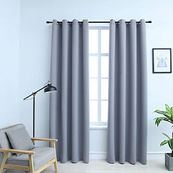 vidaXL Rideaux occultants avec anneaux en métal 2 pcs Gris 140x225 cm