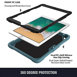 Coque en TPU + silicone avec béquille et bandoulière vert noirâtre pour votre Apple iPad 9.7 pouces (2018)/(2017)/iPad Air 2