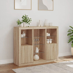 Acheter Maison Chic Lot de 3 Commode Buffet - Meuble de rangements avec lumières LED chêne sonoma bois d'ingénierie -GKD63846