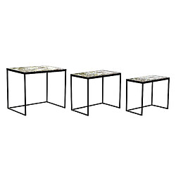 Pegane Set de 3 tables gigognes en verre et métal coloris multicolore / noir