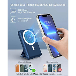 SANAG Batterie Externe Magnétique Sans Fil, 10000Mah Power Bank Pliable Chargeur Portable Mag-Safe Batterie Usb-C Pd 22.5W Charge Rapide Affichage Led Pour Iphone 16/15/14/13/12/Pro/ - Bleu Marine