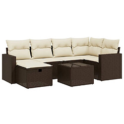 vidaXL Salon de jardin avec coussins 7 pcs marron résine tressée