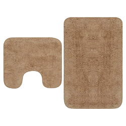 vidaXL Tapis de salle de bain 2 pcs Tissu Beige