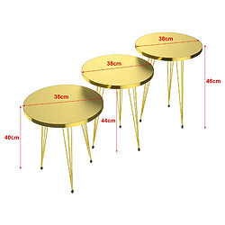 Helloshop26 Set de 3 tables d'appoint rondes gigognes or 03_0008413