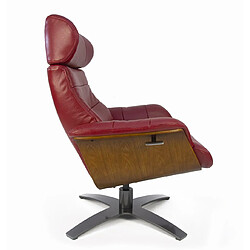 Acheter MY NEW DESIGN VEGA - Fauteuil Relax Cuir Rouge - Coque Bois en Chêne Naturel