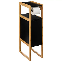 Pegane Dérouleur papier toilette avec réserve en panneau de particules coloris noir/naturel - Longueur 33 x Profondeur 20 x Hauteur 80 cm