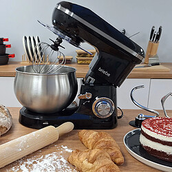 Acheter Robot Pâtissier Cuisine Multifonction Bol Inox 5L 6 Vitesses Écran Tactile LED, 1800, Noir, Briebe, KM1164