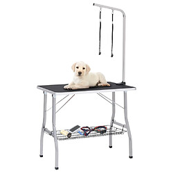 vidaXL Table de toilettage réglable de chiens avec 2 boucles et panier