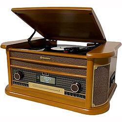 Tourne-Disque Roadstar HIF-1996D+BT - 33/45/78 Tr/Min, Radio Dab+/FM, CD/CDR/CDRW/CD-MP3, Cassette, Bluetooth, USB, rétro, Bois