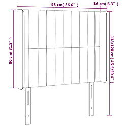 Acheter vidaXL Tête de lit avec oreilles Noir 93x16x118/128 cm Tissu