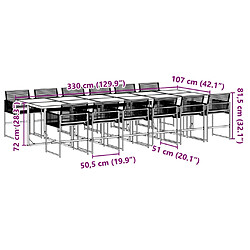 vidaXL Ensemble à manger de jardin 13 pcs noir résine tressée pas cher