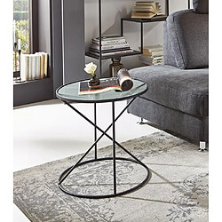 Acheter Pegane Table d'appoint, table de salon en verre trempé et métal coloris noir - diamètre 50 x hauteur 50 cm