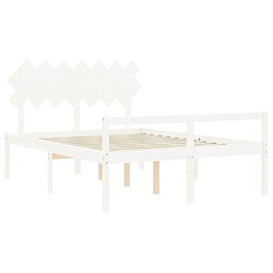 Maison Chic Lit adulte - Cadre Structure de lit avec tête de lit Contemporain blanc King bois massif -MN38934 pas cher