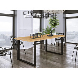 Bestmobilier Caronal - table à manger - chêne clair et noir - 4 à 8 personnes