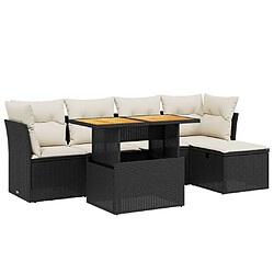 vidaXL Salon de jardin 6 pcs avec coussins noir résine tressée