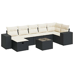 vidaXL Salon de jardin 8 pcs avec coussins noir résine tressée