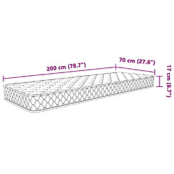 vidaXL Matelas en mousse à mémoire de forme blanc 70x200x17 cm pas cher