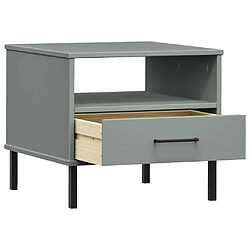 Acheter vidaXL Table de chevet avec pieds en métal Gris Bois pin massif OSLO