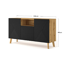 Bestmobilier Velato - buffet bas - bois et noir - 146 cm pas cher