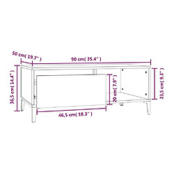 vidaXL Table basse Gris béton 90x50x36,5 cm Bois d'ingénierie pas cher