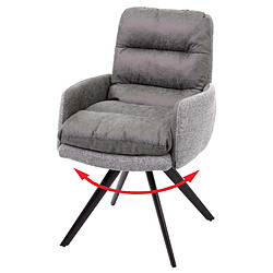 Avis Decoshop26 Chaise de salle à manger fauteuil lounge avec accoudoir confortable rotative en tissu gris clair 04_0002246