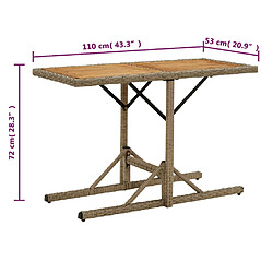 vidaXL Table de jardin Beige Bois massif d'acacia et poly rotin pas cher