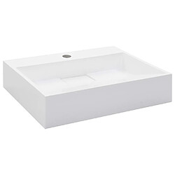 vidaXL Lavabo 50x38x13 cm Fonte minérale/marbre Blanc