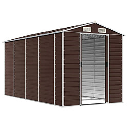 Helloshop26 Abri de jardin cabane cabanon maison de stockage remise extérieur hangar outils robuste 191 x 385 x 198 cm acier galvanisé marron 02_0022271