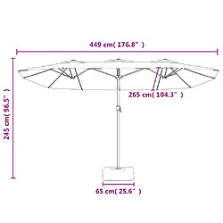 vidaXL Parasol de jardin à double tête rouge bordeaux 449x245 cm pas cher