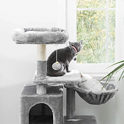 Acheter Acaza Arbre à Chat Multi-Niveaux, Hauteur 110 cm, Niche, Gris Clair