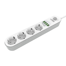 Multiprise LDNIO SE4432 avec 4 prises AC et 4 ports USB - 2m - Blanche