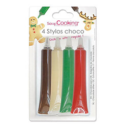 Scrapcooking 4 stylos au chocolat Edition Noël