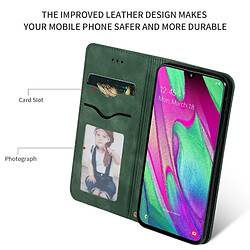 Wewoo Housse Coque en cuir à rabat horizontal magnétique Business Skin Feel rétro pour Samsung Galaxy A40 vert armée