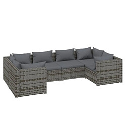 Maison Chic Salon de jardin 6 pcs + coussins - Mobilier/Meubles de jardin - Table et chaises d'extérieur résine tressée gris -MN67600