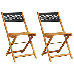 vidaXL Chaises de bistrot lot de 2 noir bois d'acacia et corde