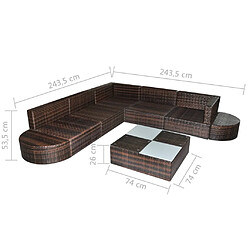 Maison Chic Salon de jardin 8 pcs + coussins - Mobilier/Meubles de jardin - Table et chaises d'extérieur Résine tressée Marron -MN50747 pas cher