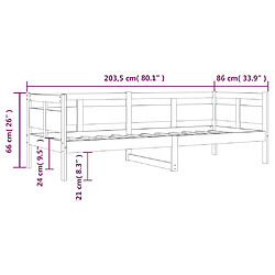 vidaXL Lit de jour sans matelas blanc bois de pin massif 80x200 cm pas cher